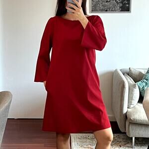 Lafayette 148 New York Shift Red Mini Dress Size M Wool blend